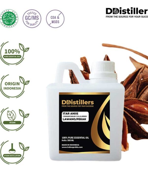 Star Anise (Fruit) / Bunga Lawang / Adas Bintang Essential Oil Pure 100%, 500ML-1L HDPE/SS