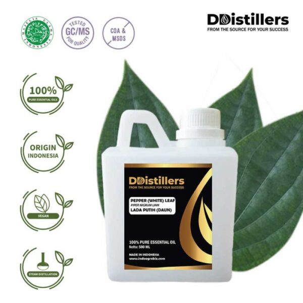 Pepper (White) Leaf / Daun Lada Putih Essential Oil Pure 100%, 500ML-1L HDPE/SS