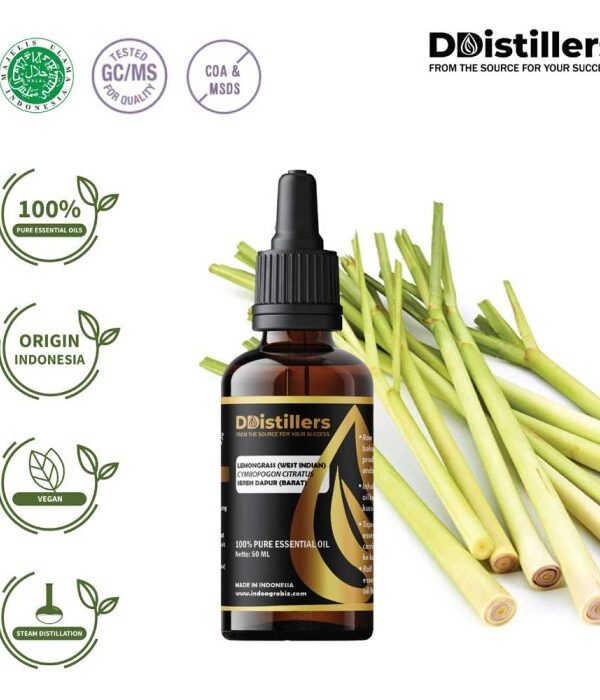Lemongrass (West Indian) / Sereh Dapur Barat Essential Oil Pure 100%, 50-100ML GS