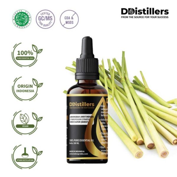 Lemongrass (West Indian) / Sereh Dapur Barat Essential Oil Pure 100%, 50-100ML GS