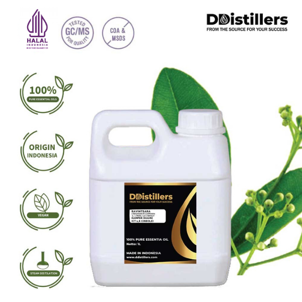 Ravintsara / Daun Kamper (CT 1,8-Cineol) Essential Oil Pure 100%, 500ML-1L HDPE/SS