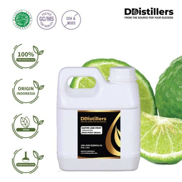 Kaffir Lime Fruit / Buah Jeruk Purut Essential Oil Pure 100%, 500ML-1L HDPE/SS