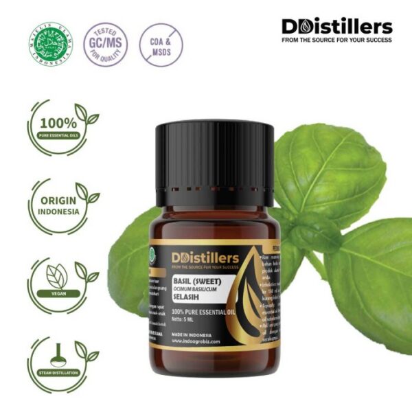 Basil (Sweet) / Selasih Essential Oil Pure 100%, 2-10ML GS