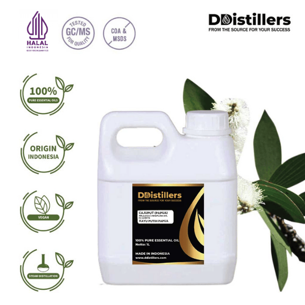 e434ff6f8b0f412f8fd7b40be00e0c90.png Cajuput Papua / Kayu Putih Papua Essential Oil Pure 100%, 500ML-1L HDPE/SS