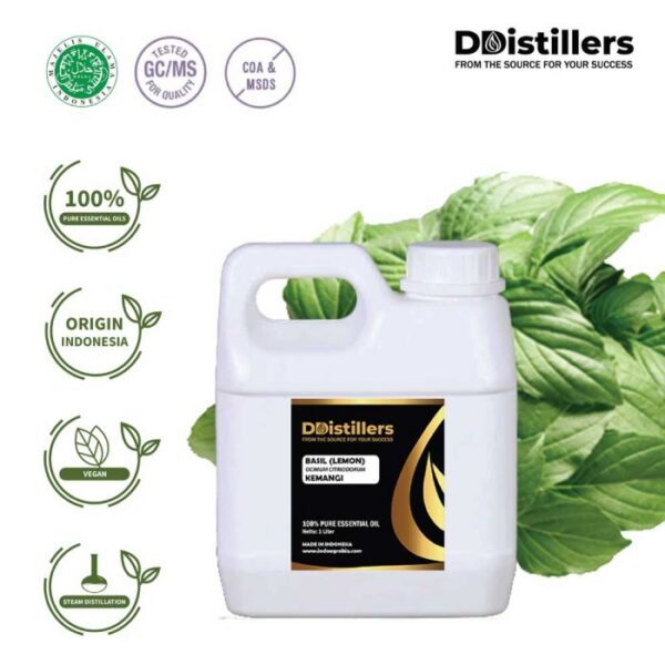 Basil Lemon / Kemangi Essential Oil Pure 100%, 500ML-1L HDPE/SS