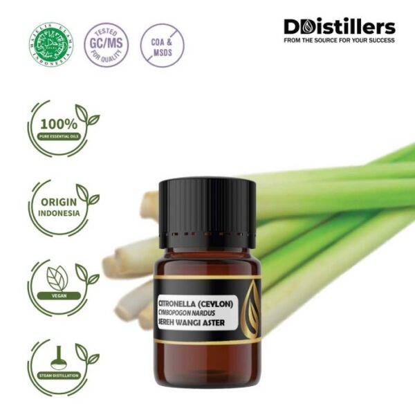 Citronella (Ceylon) / Sereh Wangi Aster Essential Oil Pure 100%, 2-10ML GS