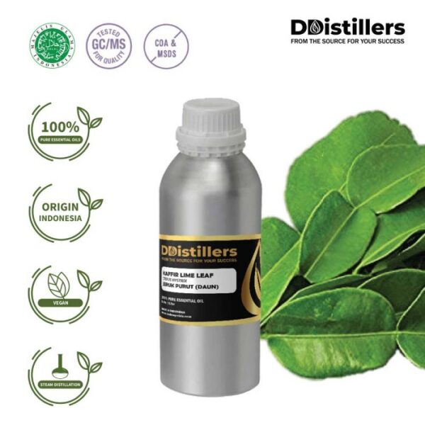 Kaffir Lime Leaf / Daun Jeruk Purut Essential Oil Pure 100%, 500ML-1L HDPE/SS