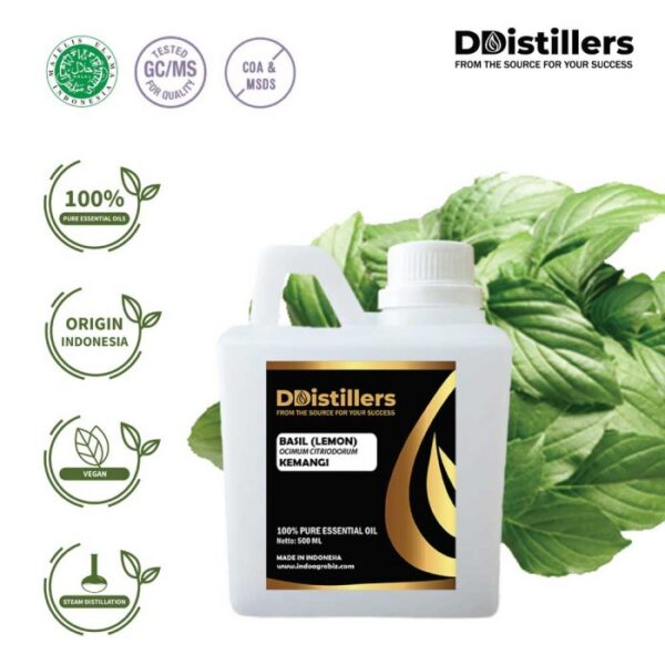 Basil Lemon / Kemangi Essential Oil Pure 100%, 500ML-1L HDPE/SS