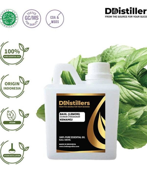 Basil Lemon / Kemangi Essential Oil Pure 100%, 500ML-1L HDPE/SS