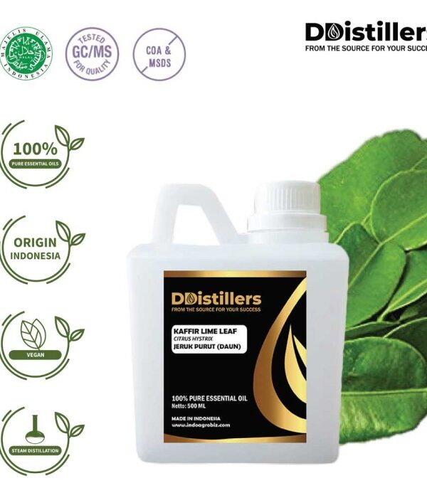 Kaffir Lime Leaf / Daun Jeruk Purut Essential Oil Pure 100%, 500ML-1L HDPE/SS